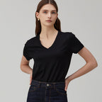 YJACK [NEW color added] W_V-neck classic & basic fit short sleeve t-shirt (155gsm) KLJT1003