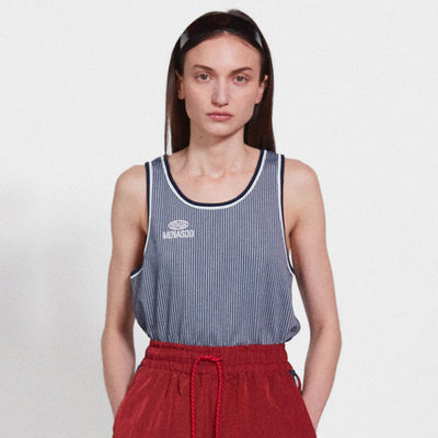 Stripe Double Binding Sleeveless_Navy