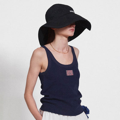 Track Logo Reversible Waffle Sleeveless_Navy