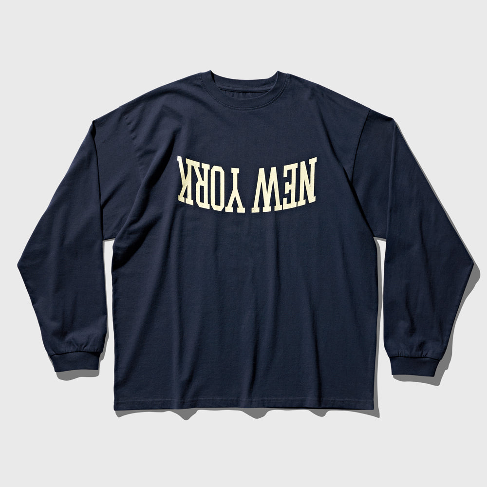 DEUTERO 90s Y.N. Long Sleeve Tee Navy Crack Ver.