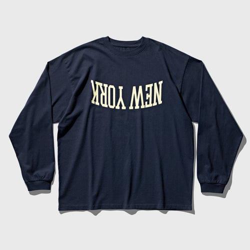 DEUTERO 90s Y.N. Long Sleeve Tee Navy Crack Ver.