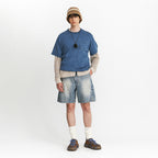 EASTLOGUE NAVAL EMBROIDERY T-SHIRTS / WASHED INDIGO