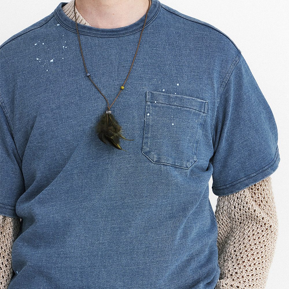 EASTLOGUE NAVAL EMBROIDERY T-SHIRTS / WASHED INDIGO