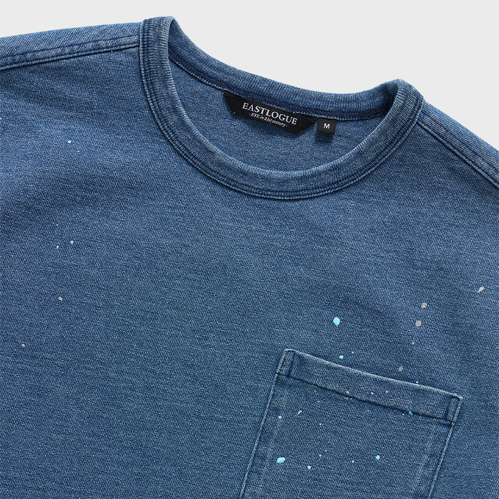EASTLOGUE NAVAL EMBROIDERY T-SHIRTS / WASHED INDIGO