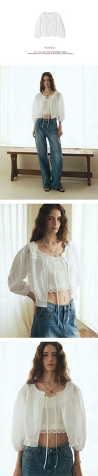 Ouel EYELET LACE PEPLUM BLOUSE_WHITE