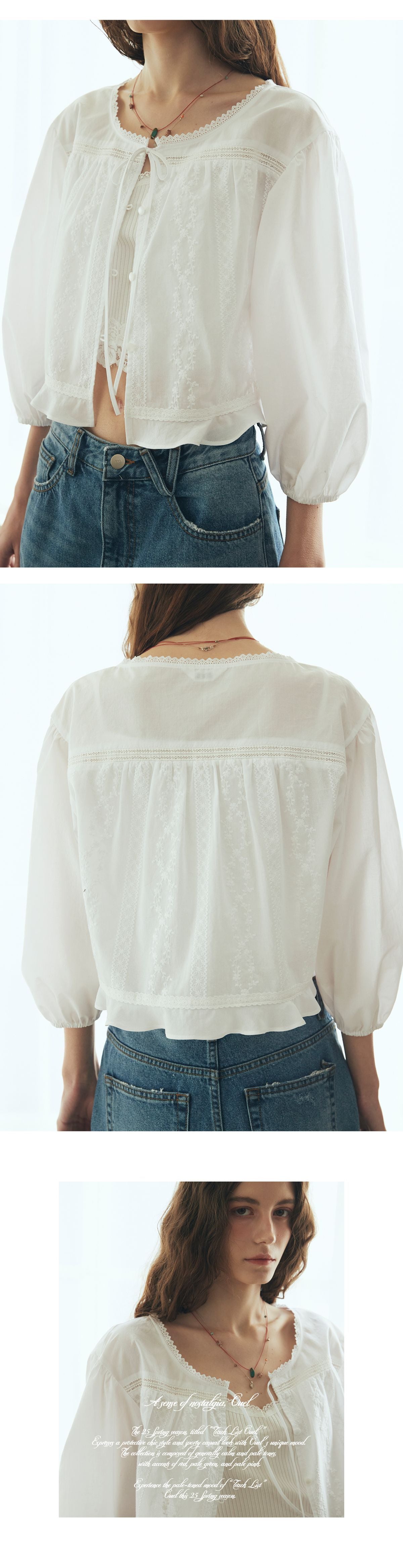 Ouel EYELET LACE PEPLUM BLOUSE_WHITE