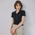 MARROT Slim button collar t-shirt_black