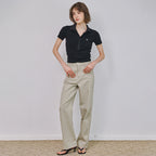 MARROT Slim button collar t-shirt_black