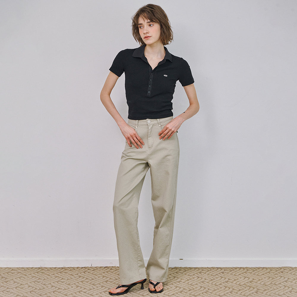 MARROT Slim button collar t-shirt_black