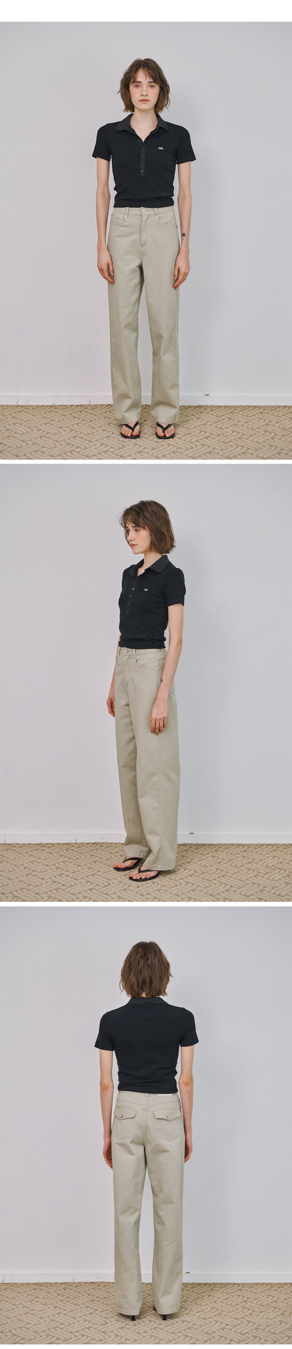 MARROT Slim button collar t-shirt_black