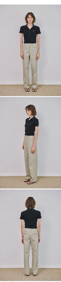 MARROT Slim button collar t-shirt_black