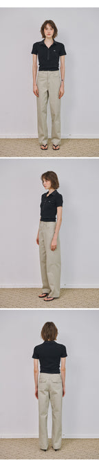 MARROT Slim button collar t-shirt_black