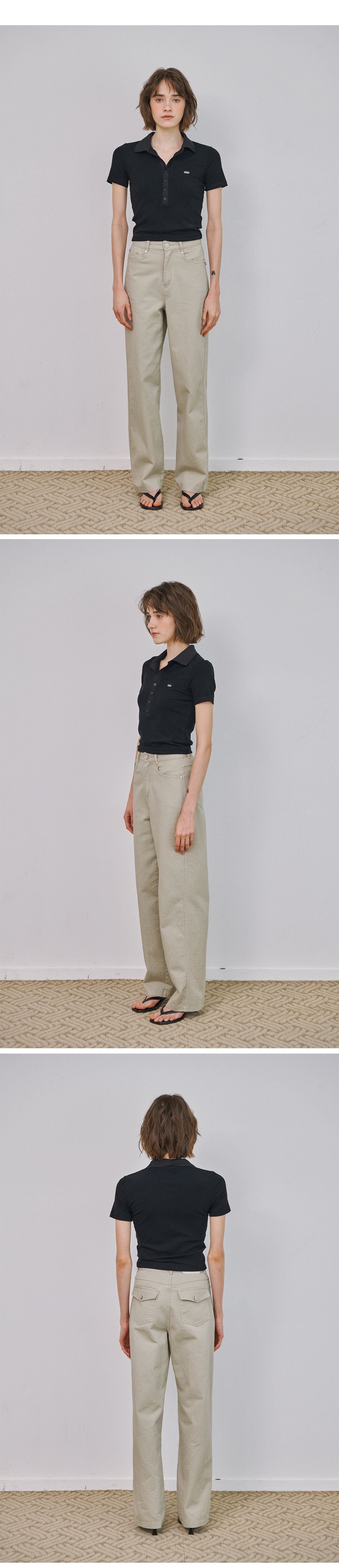 MARROT Slim button collar t-shirt_black