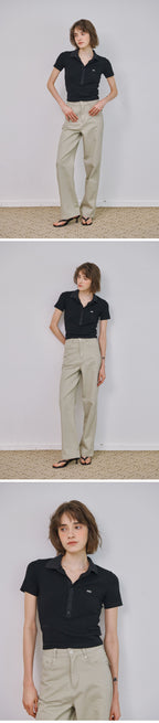 MARROT Slim button collar t-shirt_black