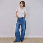 MARROT Slim button collar t-shirt_white