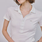 MARROT Slim button collar t-shirt_white