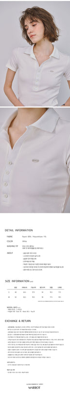 MARROT Slim button collar t-shirt_white