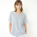 KOZNOK LB Striped Pure Cotton Women's Short Sleeve T-Shirt Layered Inner T-shirt