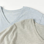 KOZNOK LB Striped Pure Cotton Women's Short Sleeve T-Shirt Layered Inner T-shirt