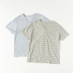 KOZNOK LB Striped Pure Cotton Women's Short Sleeve T-Shirt Layered Inner T-shirt