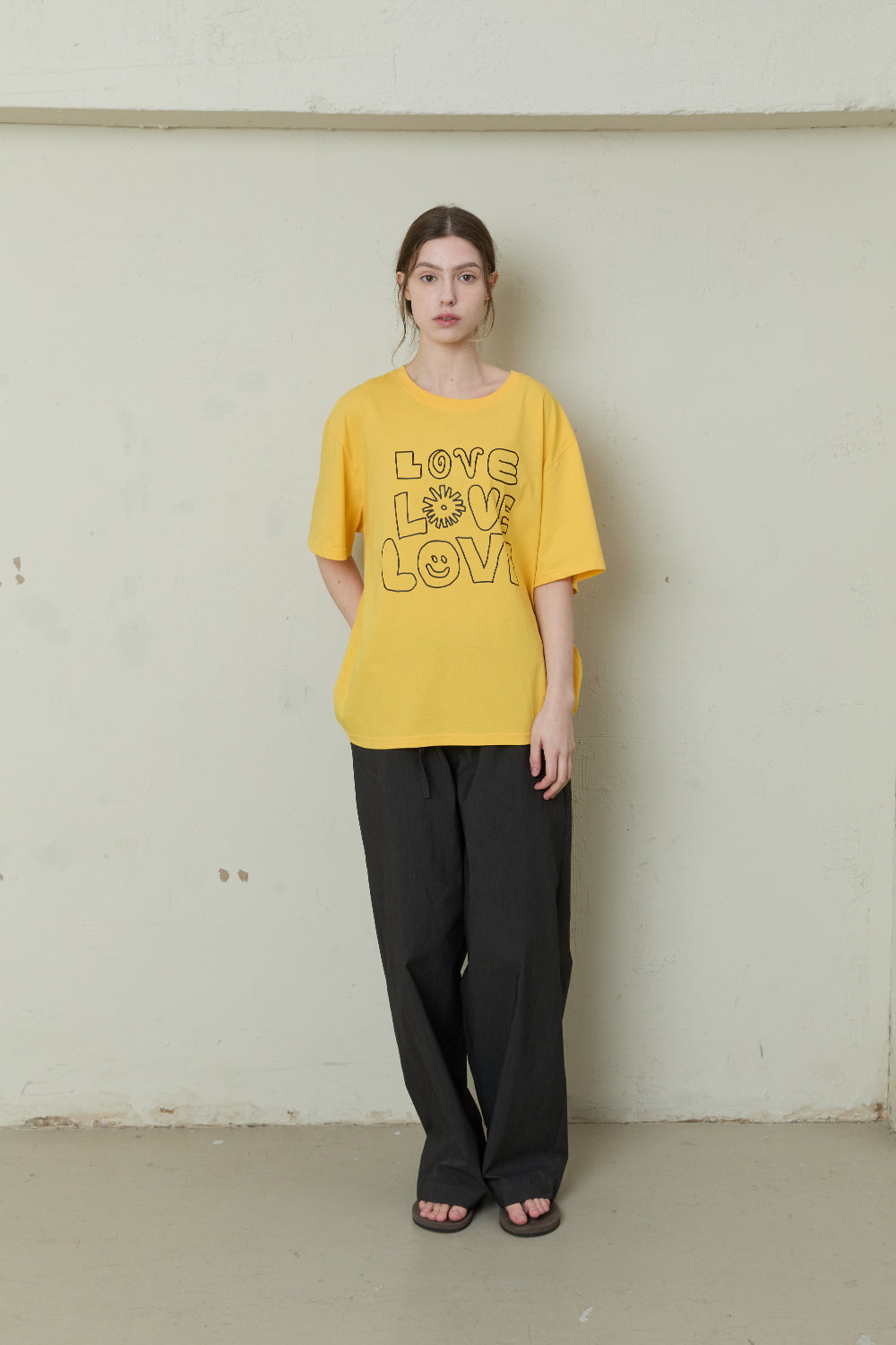 OOOWL 30S T SHIRT LOVE LOVE LOVE YELLOW