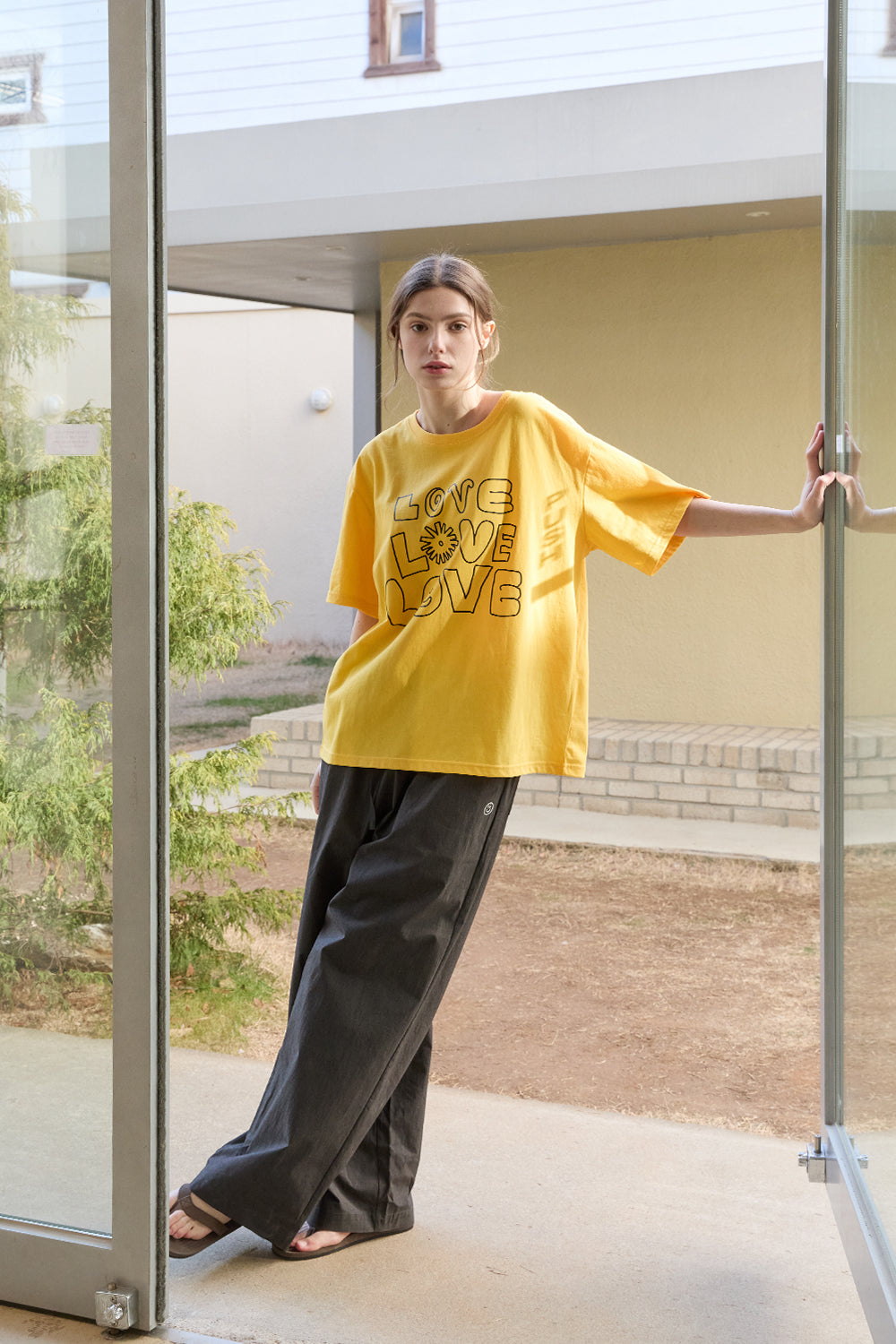OOOWL 30S T SHIRT LOVE LOVE LOVE YELLOW