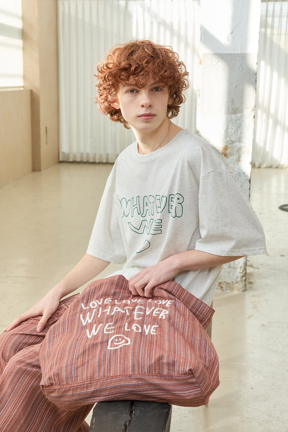 OOOWL 30S T SHIRT WHATEVER WE LOVE OATMEAL