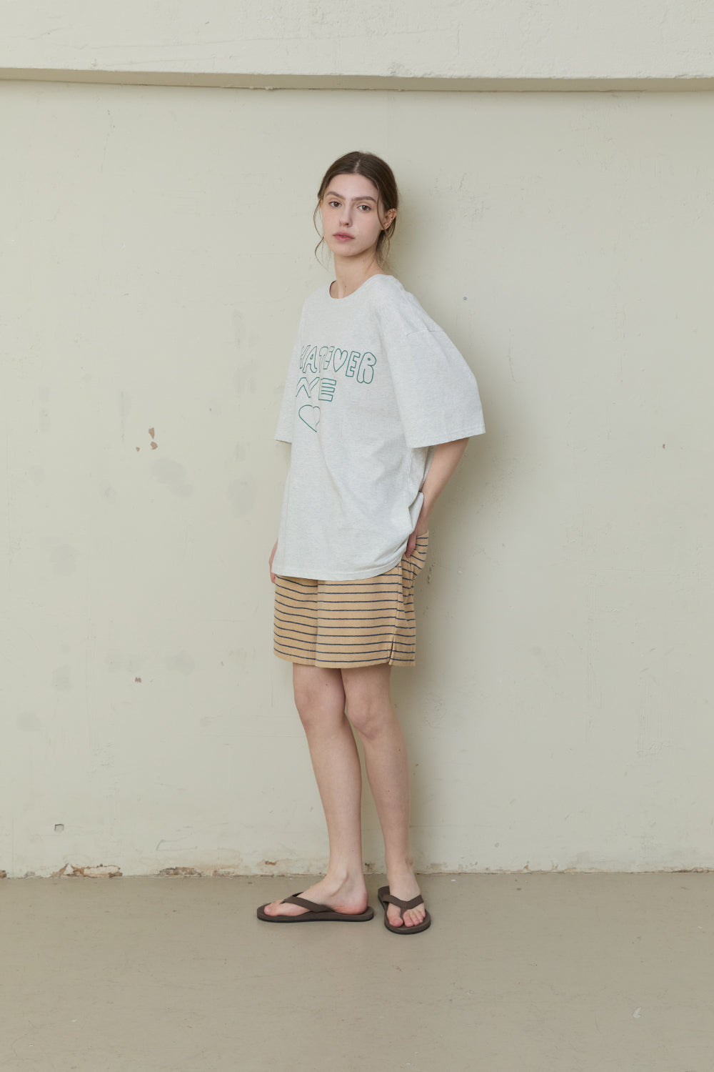 OOOWL 30S T SHIRT WHATEVER WE LOVE OATMEAL