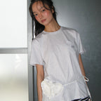 RONRON HEART POCKET OVER FIT SHORT SLEEVE T SHIRT WHITE MELANGE