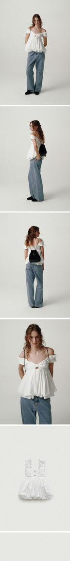 THE BARNNET Magnolia Off-Shoulder Top_White