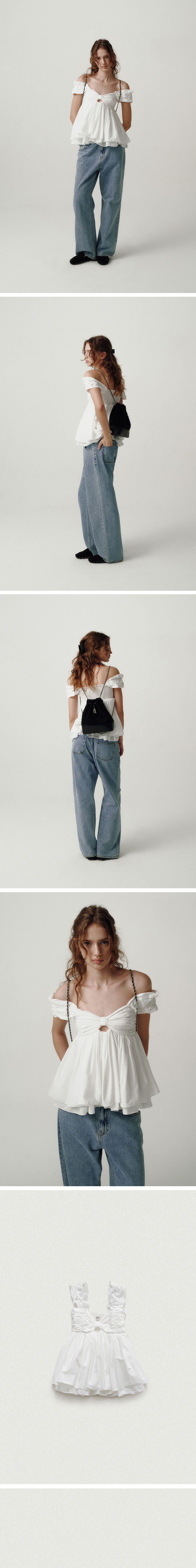 THE BARNNET Magnolia Off-Shoulder Top_White