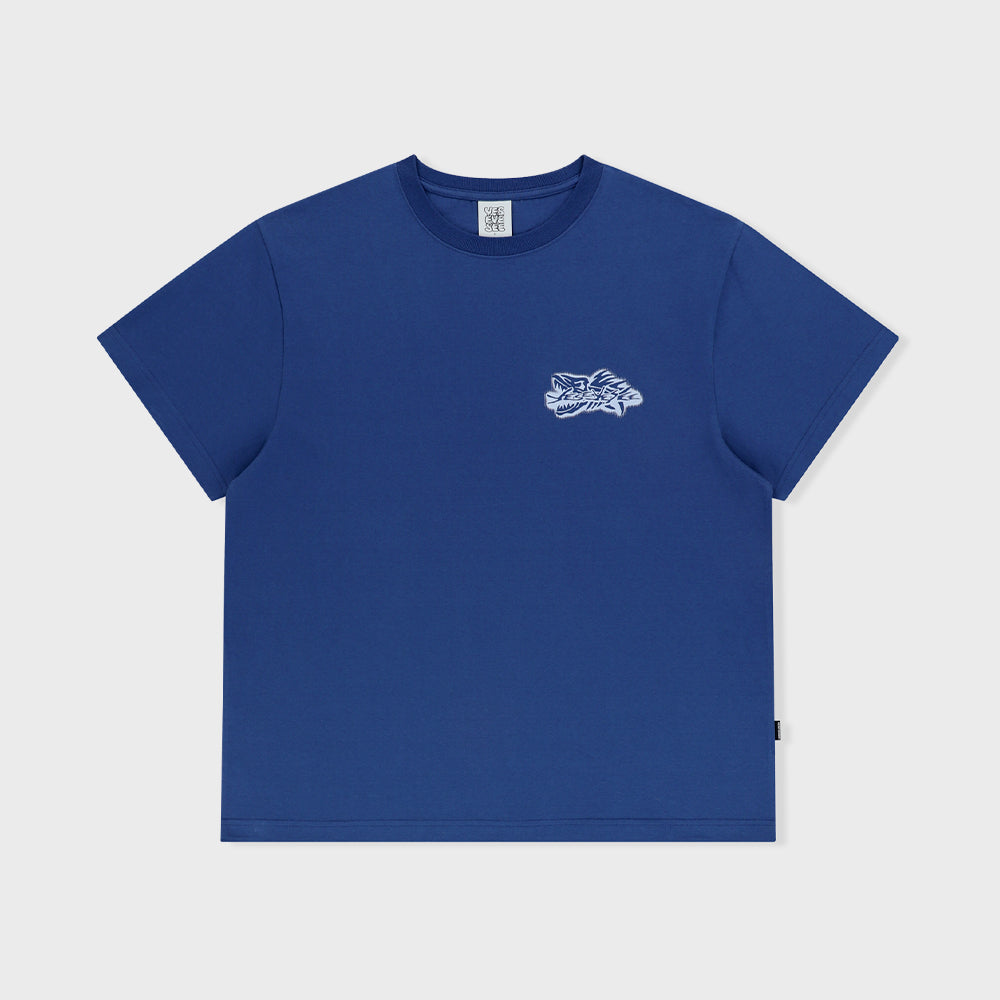 YESEYESEE Y.E.S Fish Born Tee Cobalt Blue