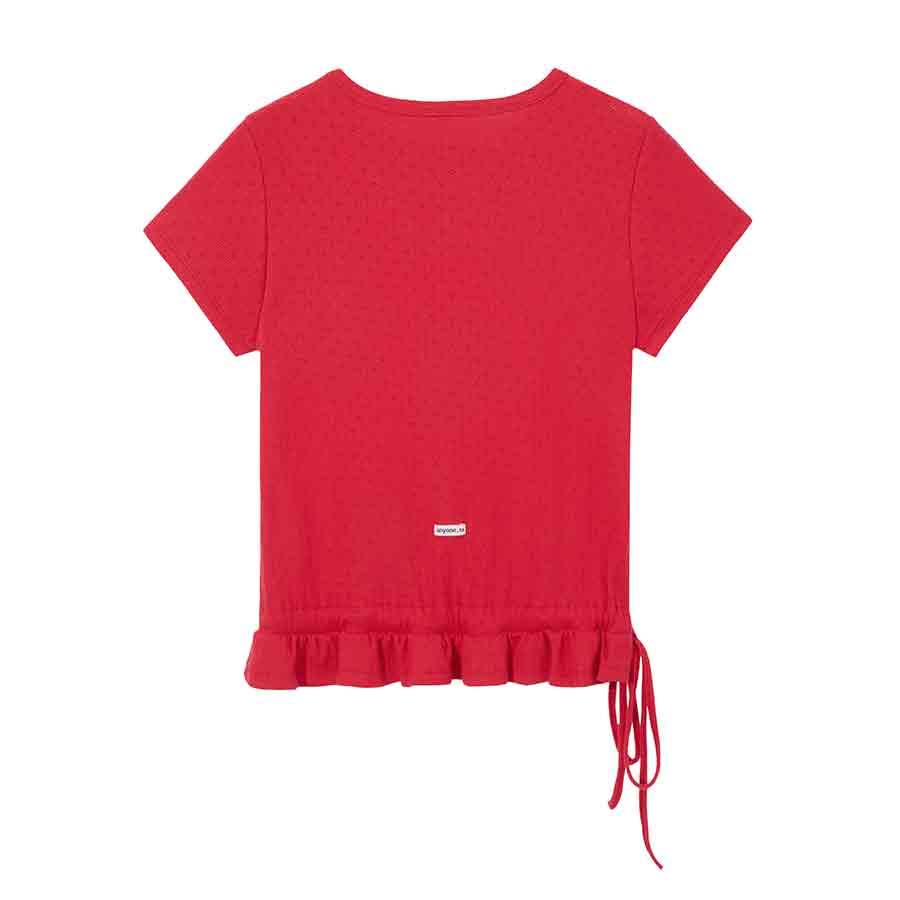 RENSE Eyelet Frill Half T-shirt Red