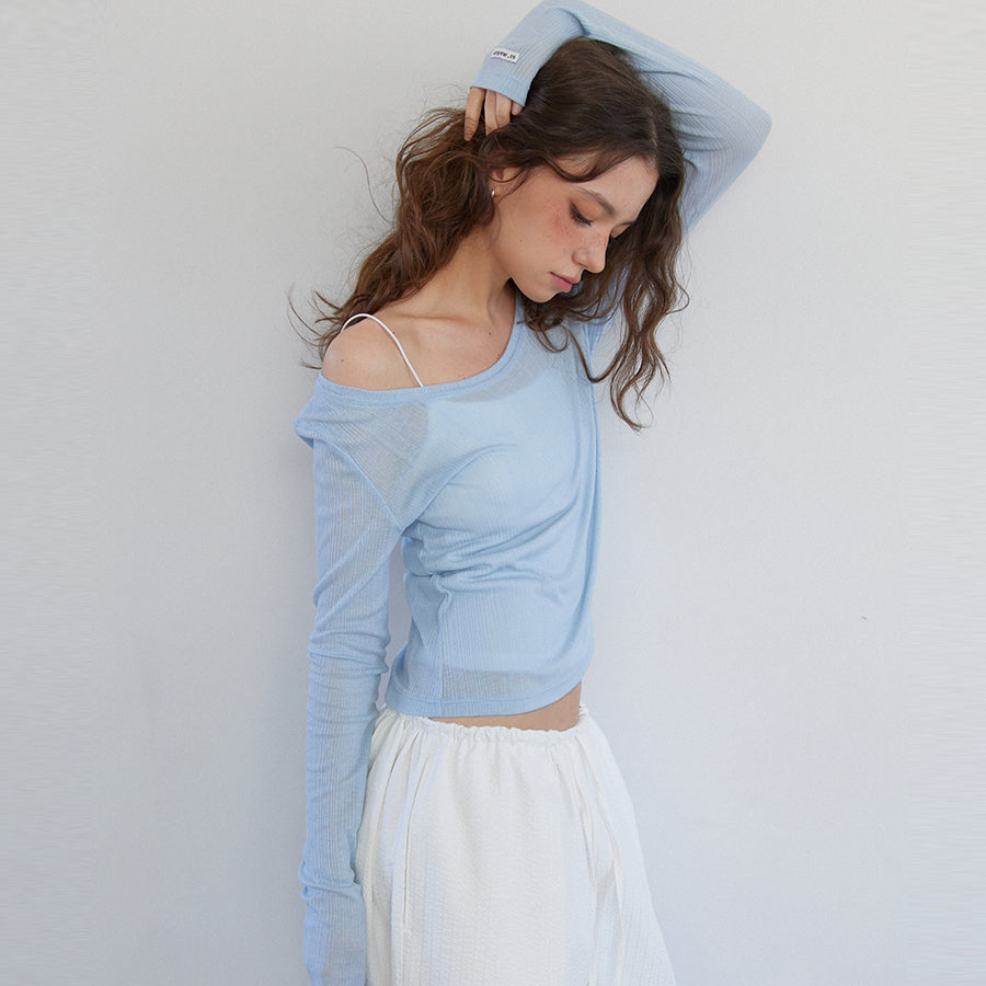 RENSE See-through Layer Long Sleeve Sky Blue