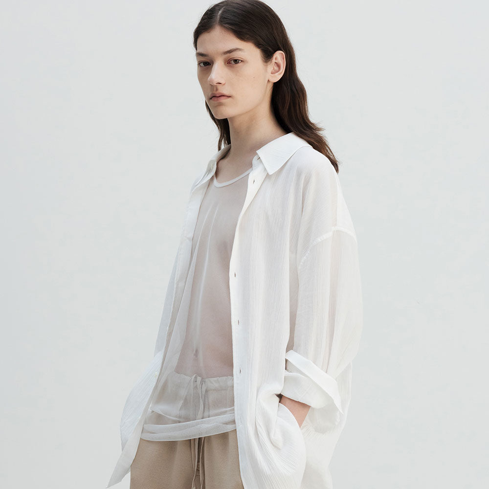 UMARMUNG Crinkled cotton shirts_White