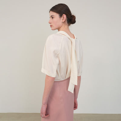 High neck back tie blouse NEW6XB311_3color