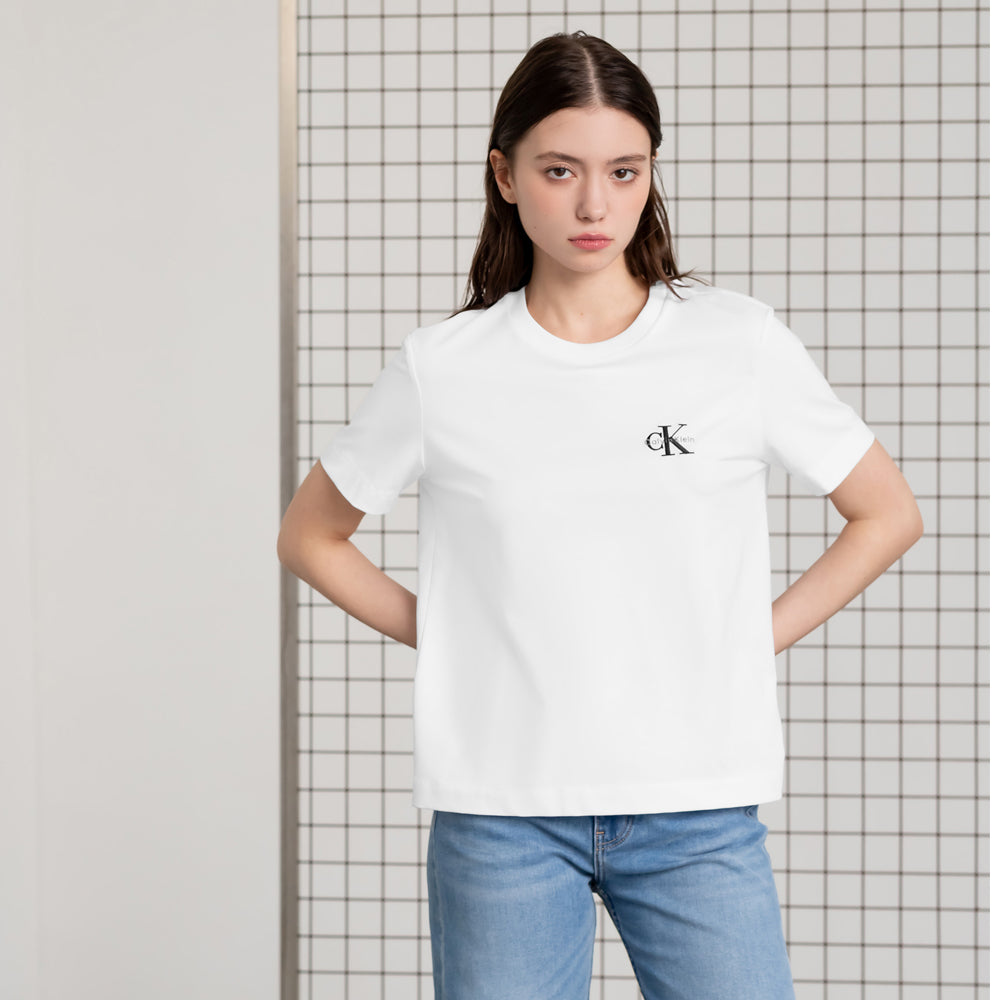 Calvin Klein Jeans [CK] Women’s Regular Fit Small Monogram Logo Short Sleeve T-Shirt 47AB801 YAA