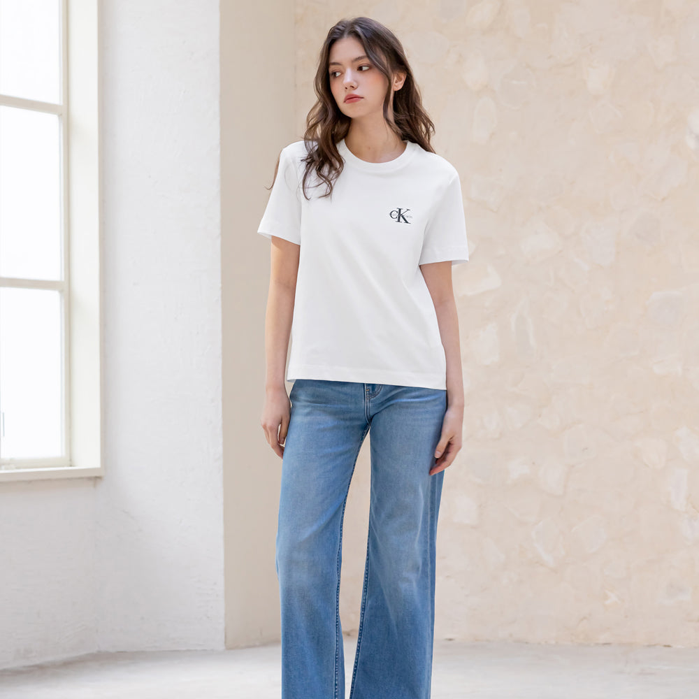 Calvin Klein Jeans [CK] Women’s Regular Fit Small Monogram Logo Short Sleeve T-Shirt 47AB801 YAA