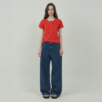 MOTT [3rd] Henley Neck Half T-Shirt-Red