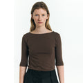 le ete [3rd] Finca Boat Neck Tee in Brown