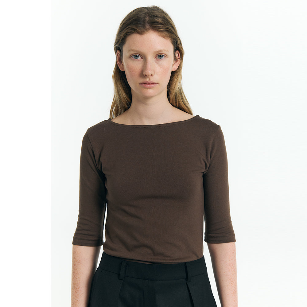le ete [3rd] Finca Boat Neck Tee in Brown