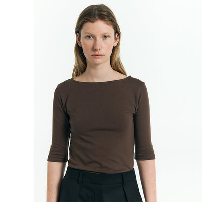 [3rd] Finca Boat Neck Tee in Brown