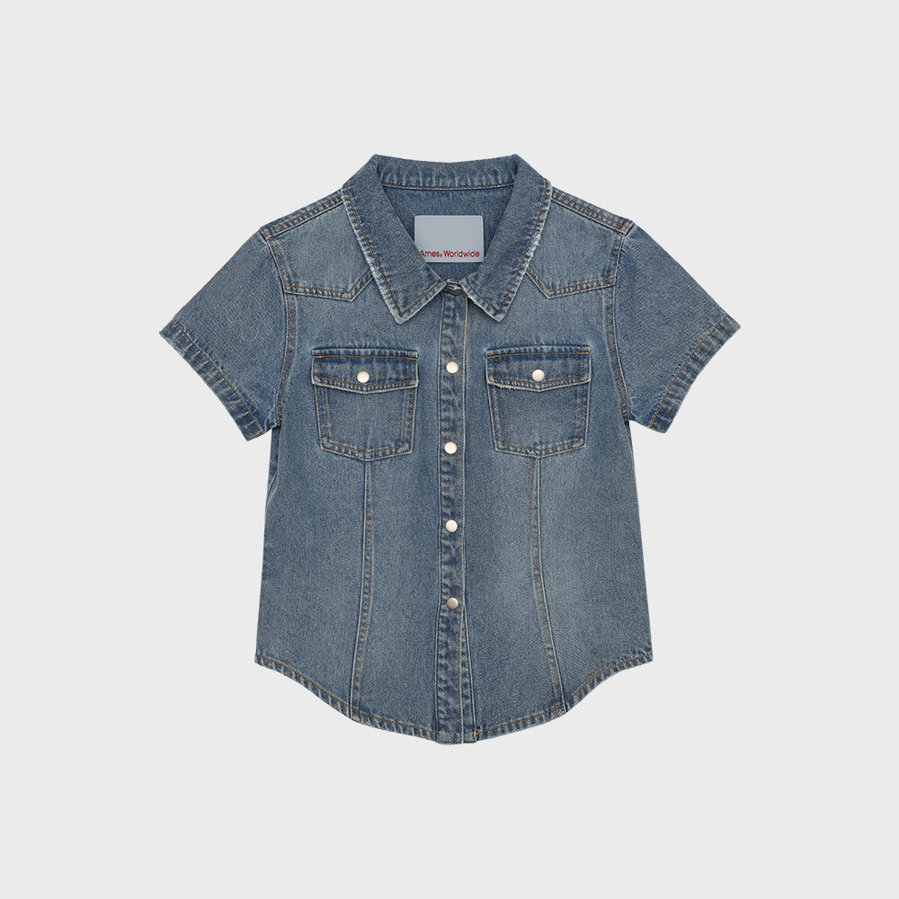 ames worldwide DENIM SHORT SLEEVE SHIRTS BLUE