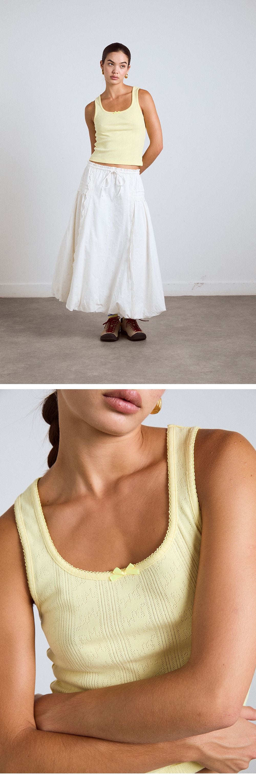 DAMSON MADDER (W) SALOME POINTELLE CAMI TEE (YELLOW)