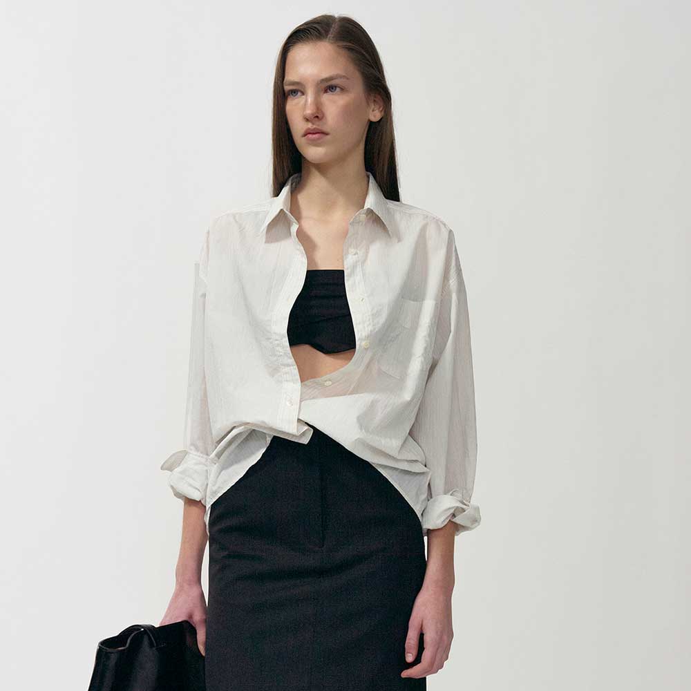 Nothing written Timon striped cotton shirt (Ivory)