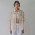 VANONE ATELIER A3480 See-through check short sleeve shirt_Cream