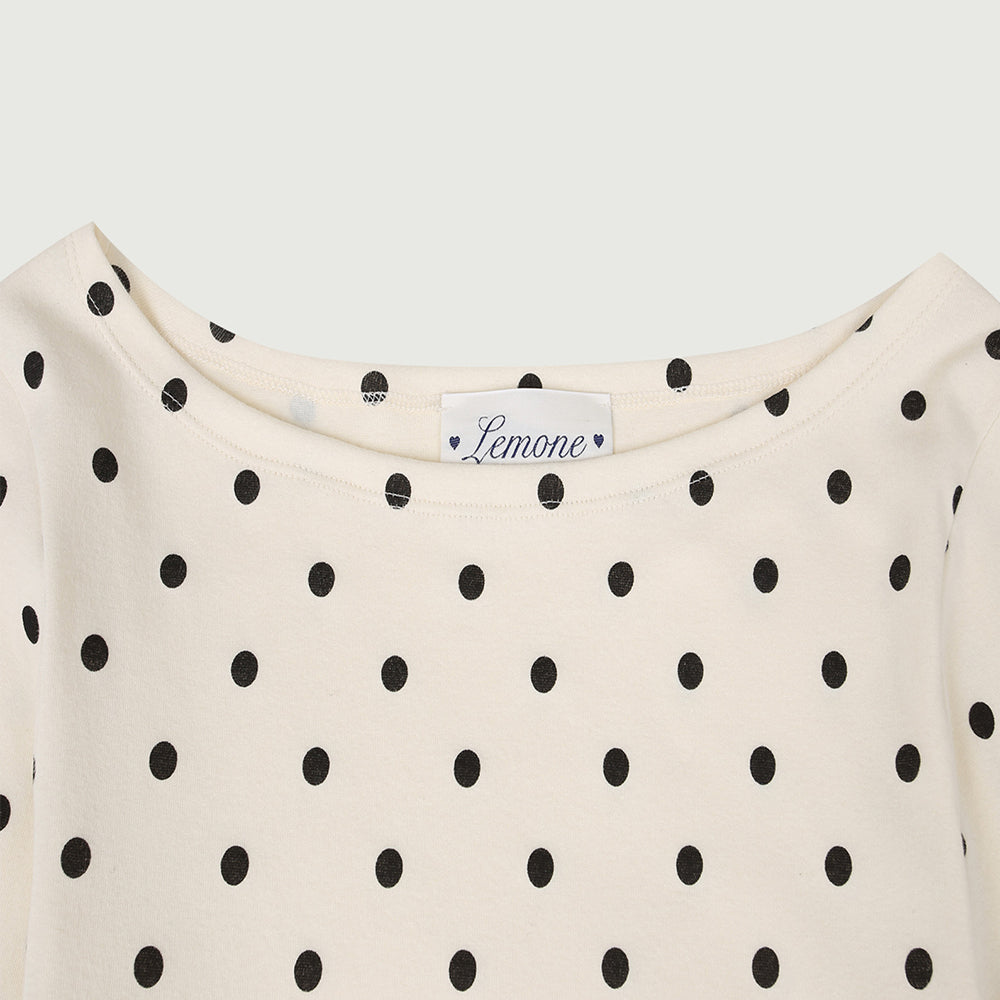 LEMONE [25th order] Polka dot Boat Neck T-shirt
