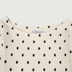 LEMONE [25th order] Polka dot Boat Neck T-shirt