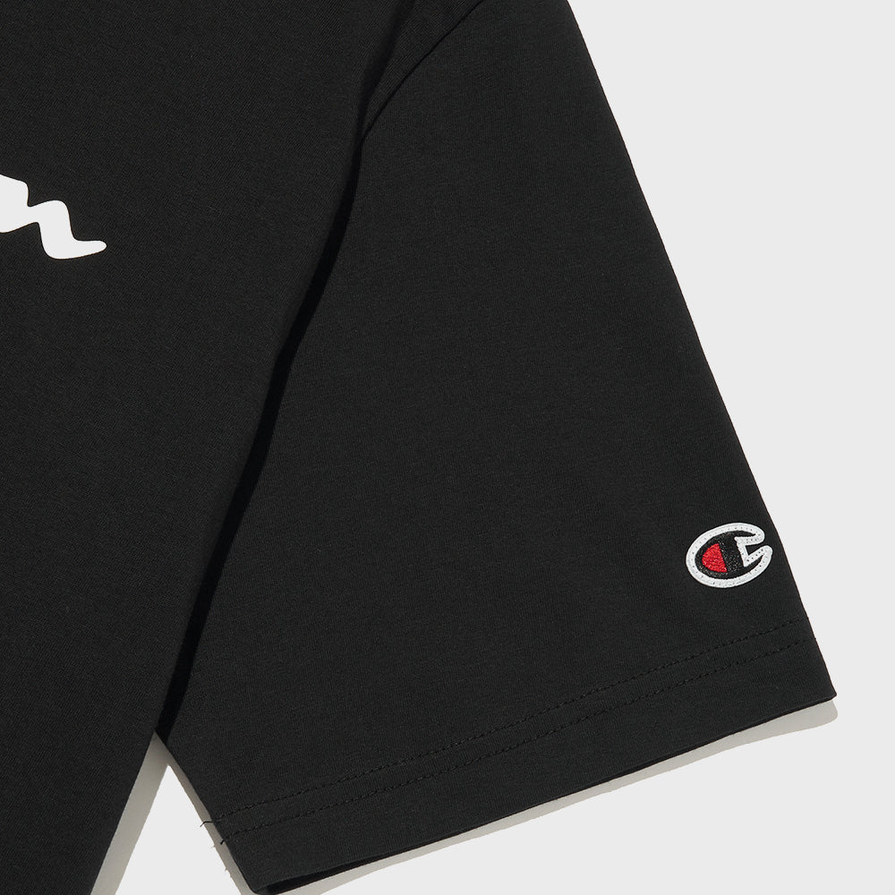 CHAMPION Big Script Logo Cotton Short Sleeve T-Shirt Black