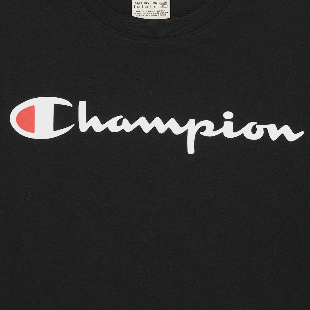 CHAMPION Big Script Logo Cotton Short Sleeve T-Shirt Black